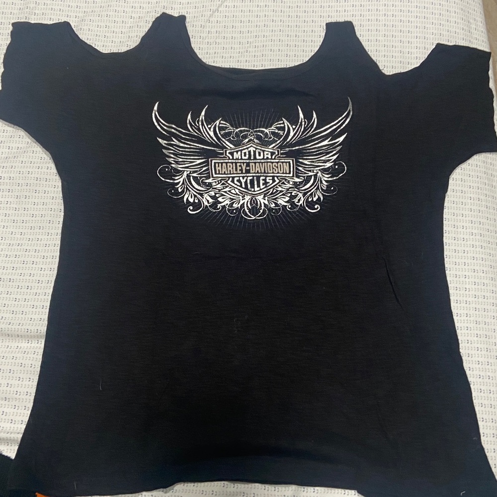 Harley-Davidson Black Tee with Silver Winged Emblem